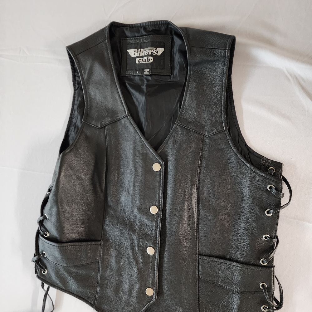 Black Leather Vest for Women Large